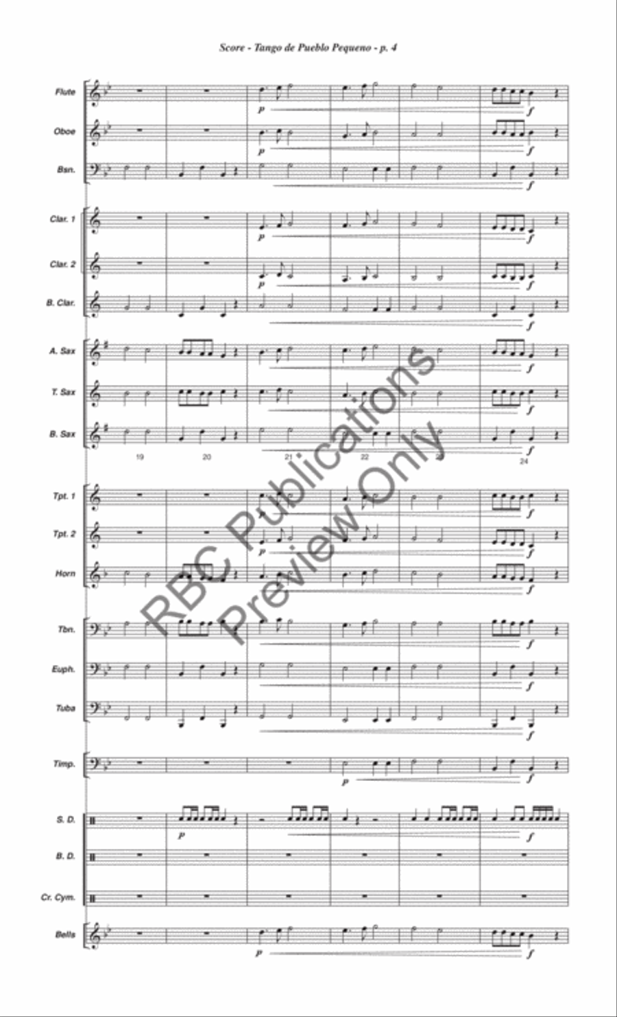 Tango De Pueblo Pequeno Concert Band scores gallery preview page 7