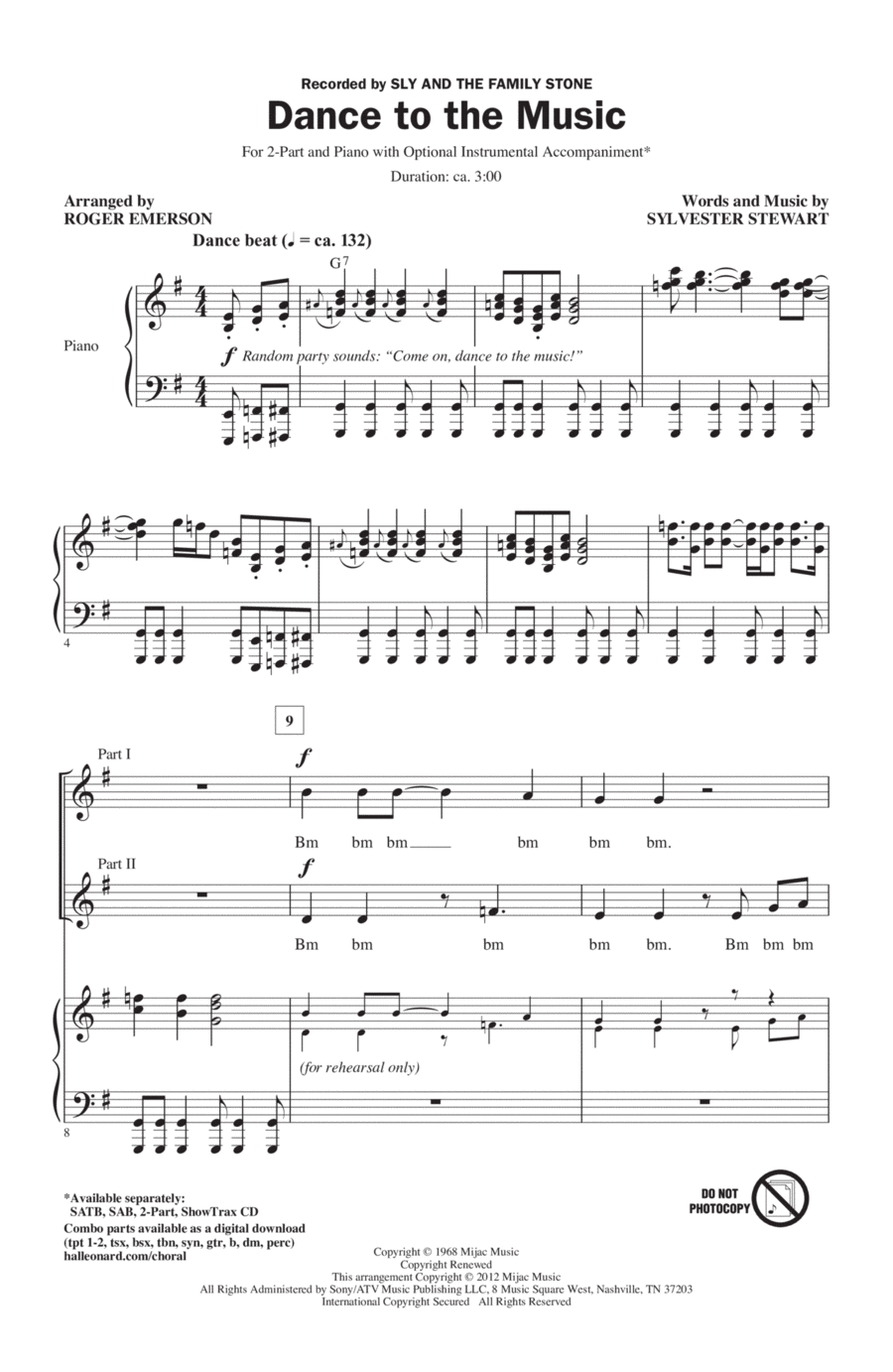 Dance To The Music 2-Part scores gallery preview page 1