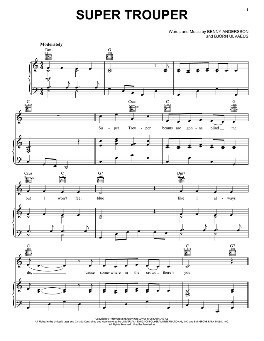 Super Trouper Super Trouper Acoustic Guitar scores gallery preview page 1