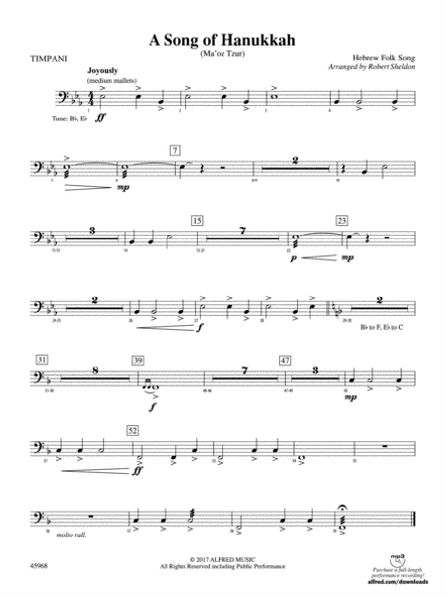 A Song of Hanukkah: Timpani Concert Band scores gallery preview page 1