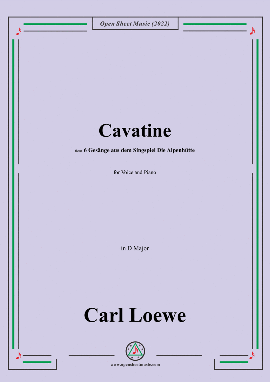 Loewe-Cavatine,in D Major,for Voice and Piano Voice Solo scores gallery preview page 1