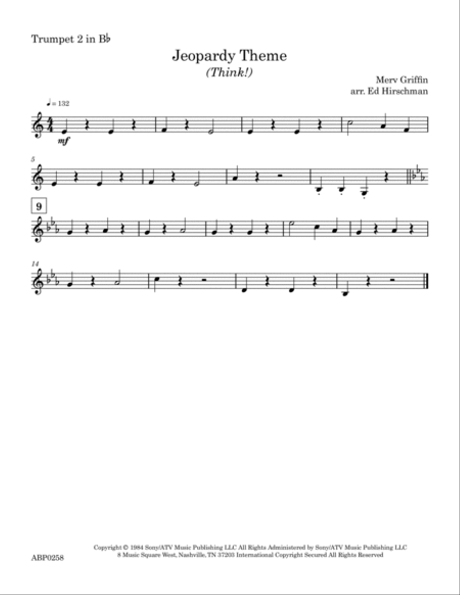 Jeopardy Theme Brass Quintet scores gallery preview page 3