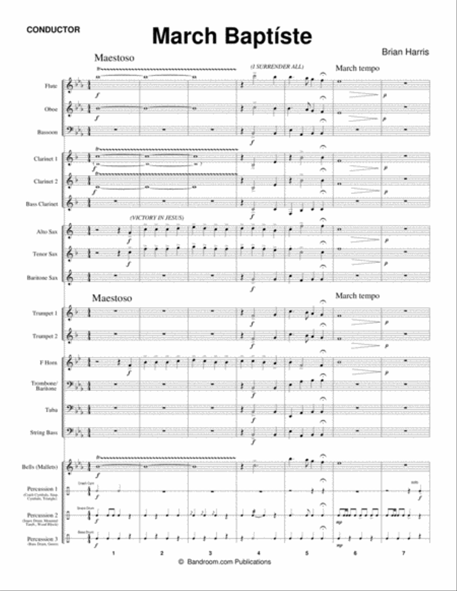 MARCH BAPTISTE (concert band - medium easy - score, parts & license to copy) image number null