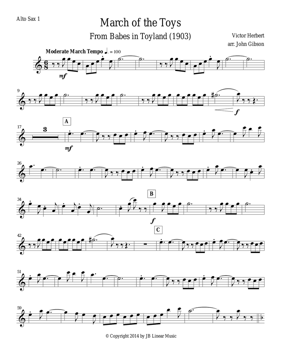 March of the Toys by Victor Herbert set for Saxophone Trio Woodwind Trio scores gallery preview page 5