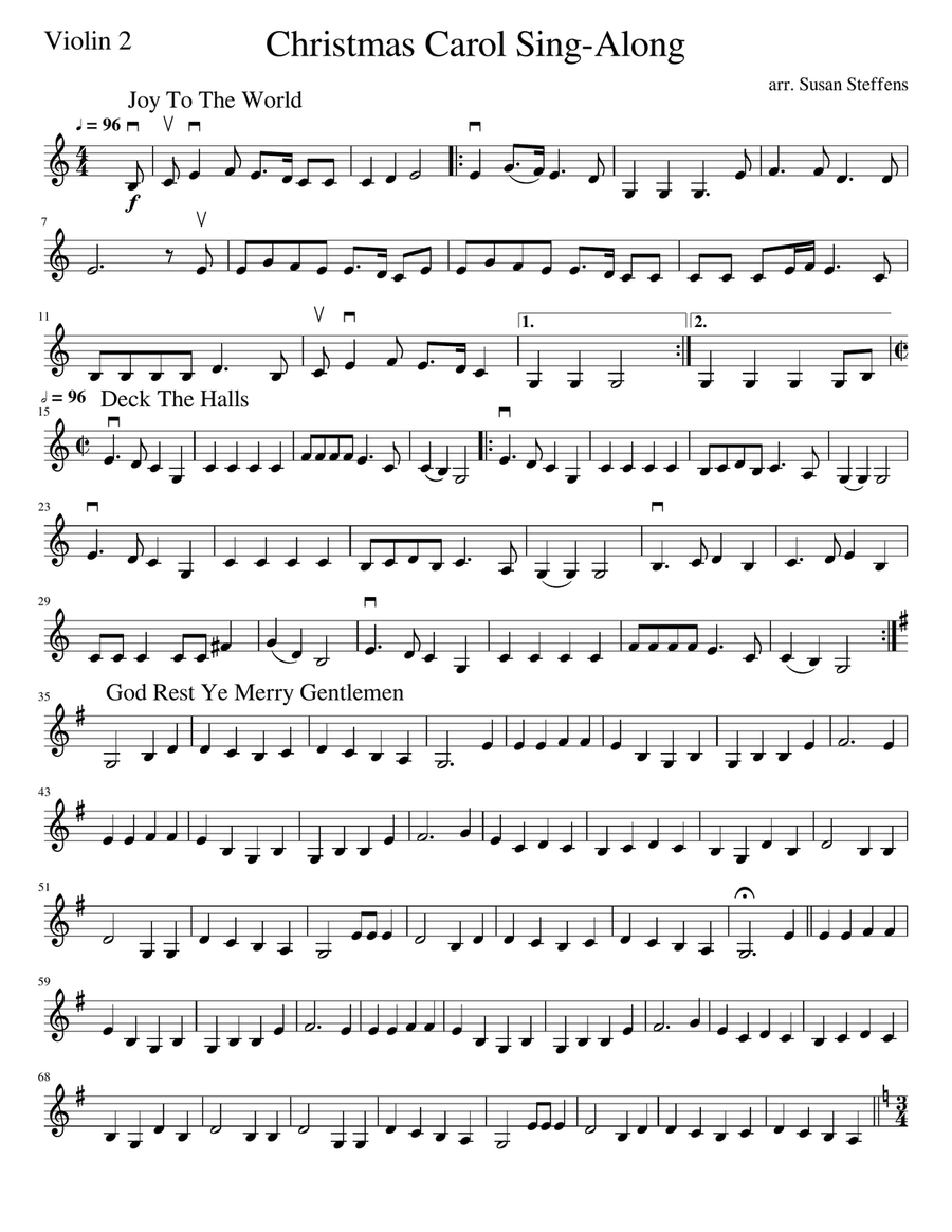 Christmas Carol Sing-Along with Lyric Sheets String Quartet scores gallery preview page 6