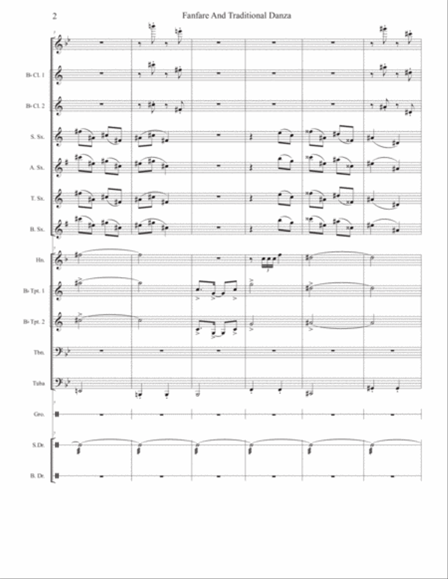 Fanfare and Traditional Danza For Small Wind Ensemble Concert Band scores gallery preview page 3