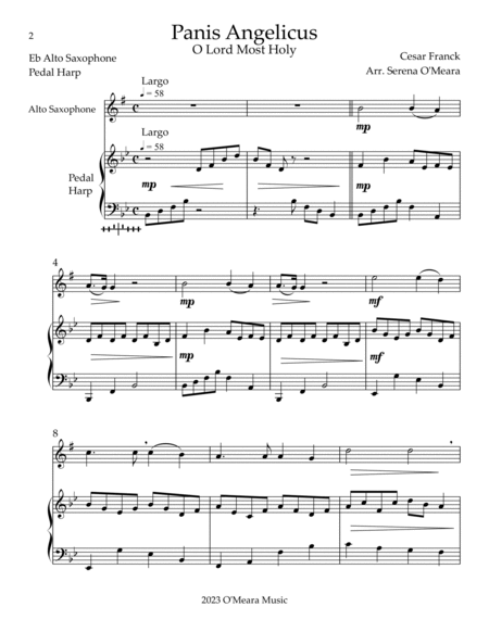 Panis Angelicus, Duet for Eb Alto Saxophone & Pedal Harp image number null