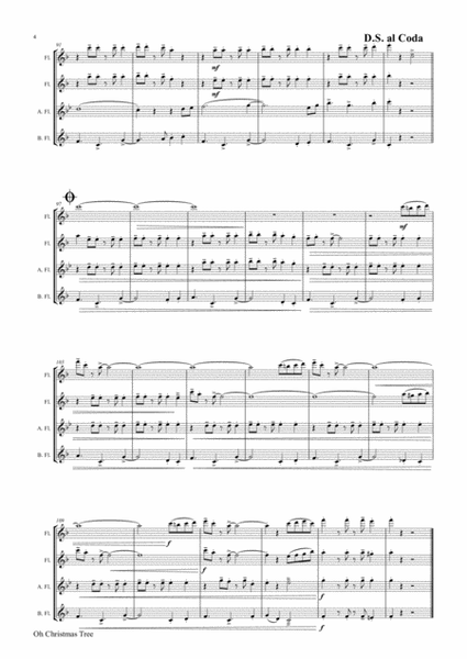 Oh Christmas tree - Latin - (Oh Tannenbaum) - Flute Quartet
