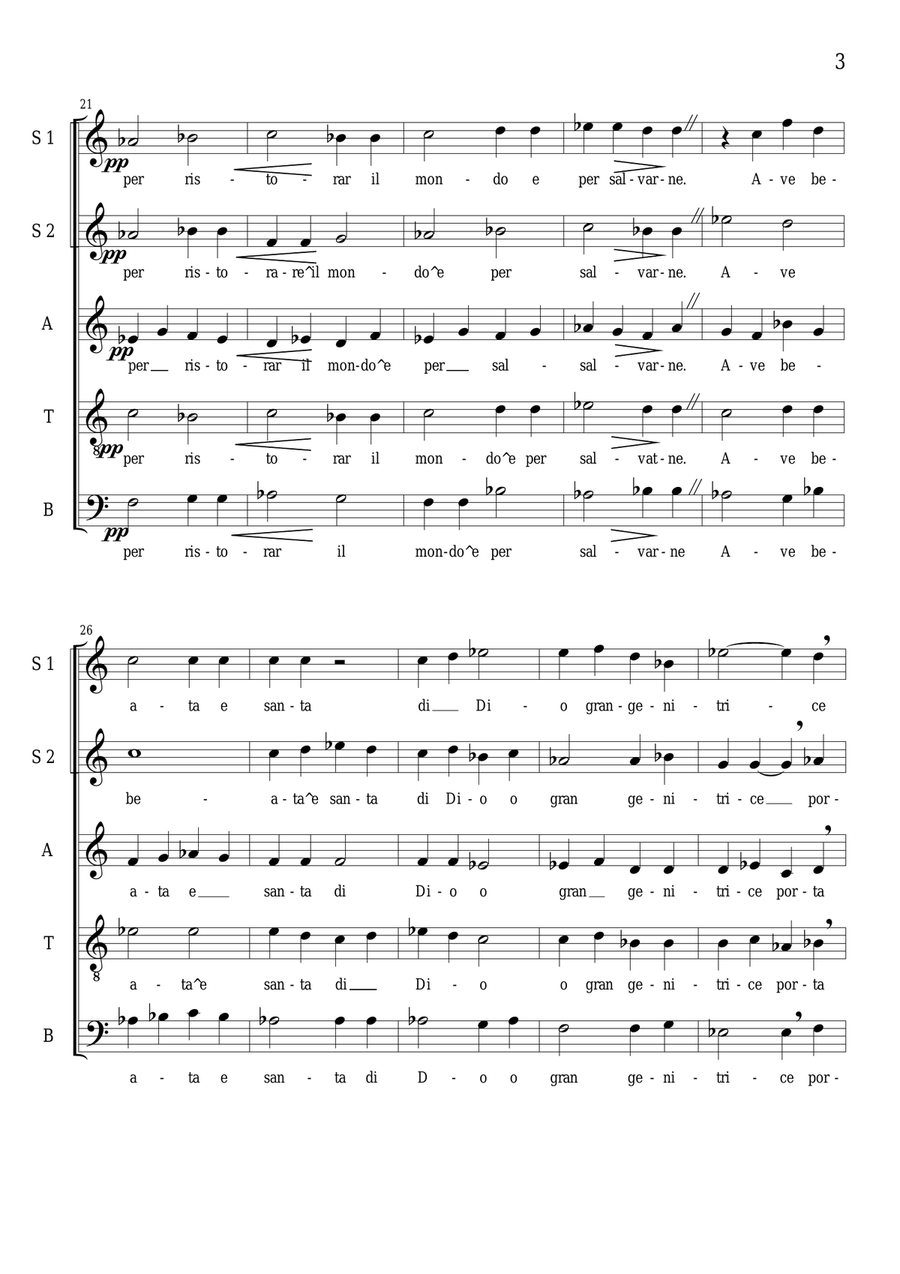 Angel dal ciel disceso - Sacred Motet for Choir SSATB a cappella Divisi scores gallery preview page 3