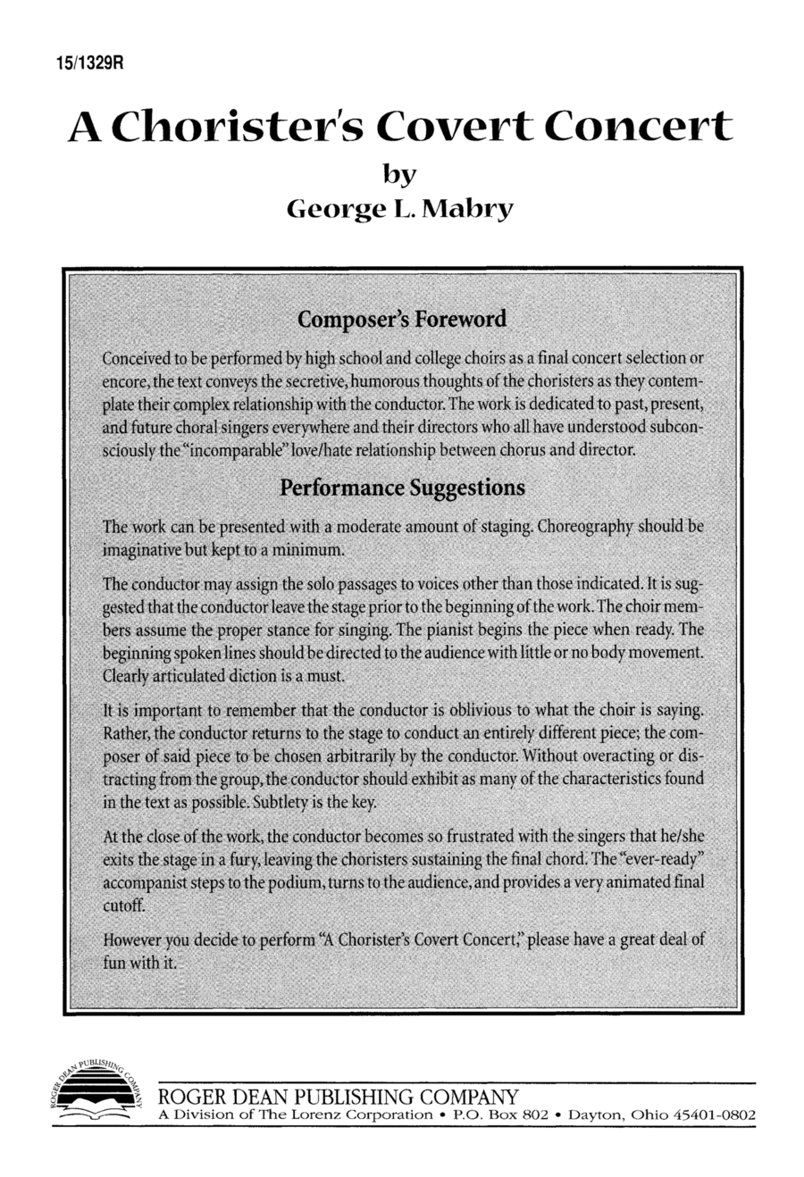 A Chorister's Covert Concert 4-Part scores gallery preview page 1