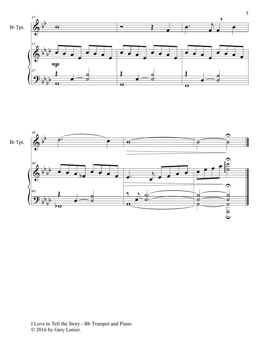 Gary Lanier: 3 BEAUTIFUL HYMNS, Set V (Duets for Bb Trumpet & Piano) Trumpet Duet scores gallery preview page 6
