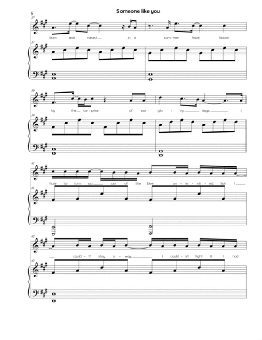 Someone Like You Easy Piano scores gallery preview page 6