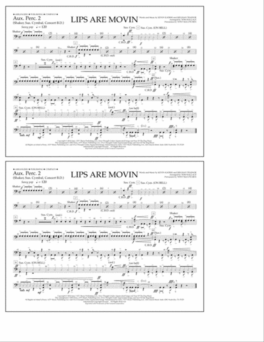 Lips Are Movin - Aux. Perc. 2 Marching Band scores gallery preview page 1