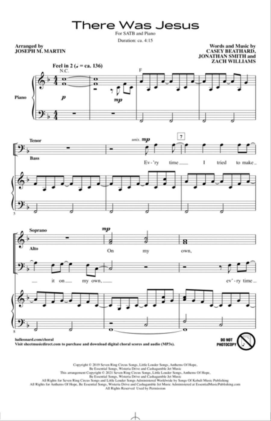 There Was Jesus (feat. Dolly Parton) (arr. Joseph M. Martin) 4-Part scores gallery preview page 1