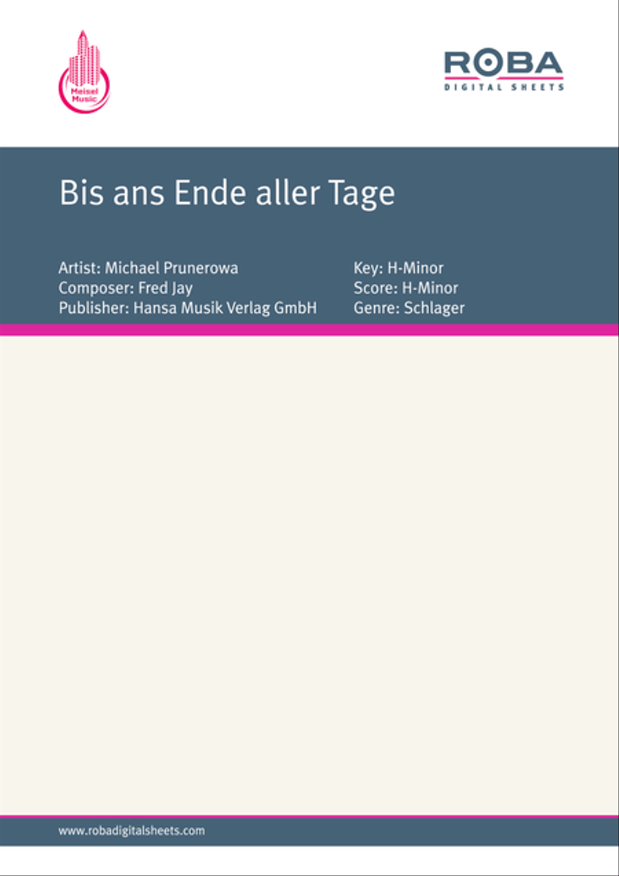 Bis ans Ende aller Tage Bis ans Ende aller Tage Piano, Vocal scores gallery preview page 1