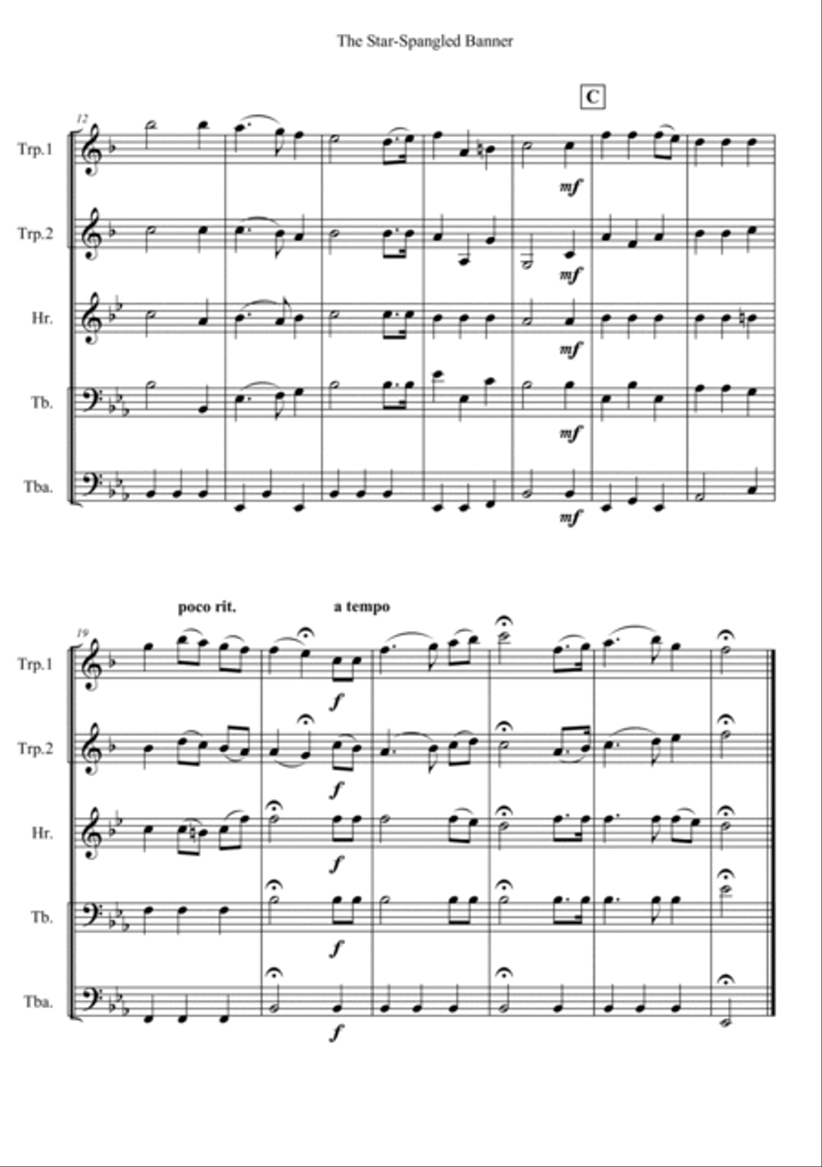 The Star-Spangled Banner Trombone scores gallery preview page 2