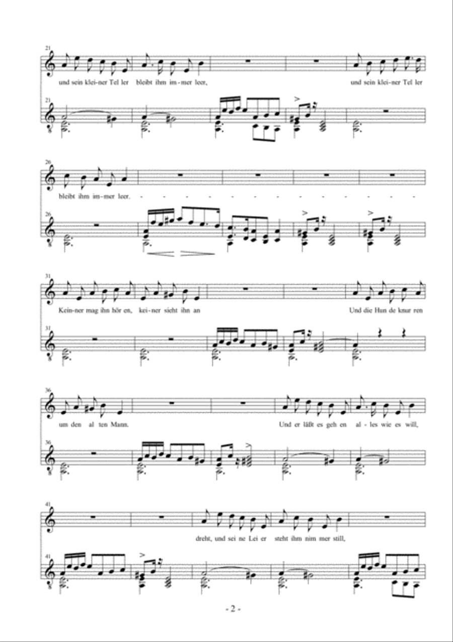Der Leiermann for medium Voice and Guitar ( a minor ) Classical Guitar scores gallery preview page 2