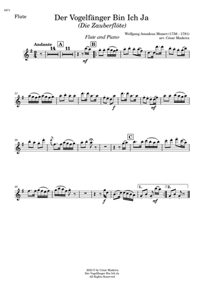 Der Vogelfänger Bin Ich Ja - Flute and Piano (Individual Parts)