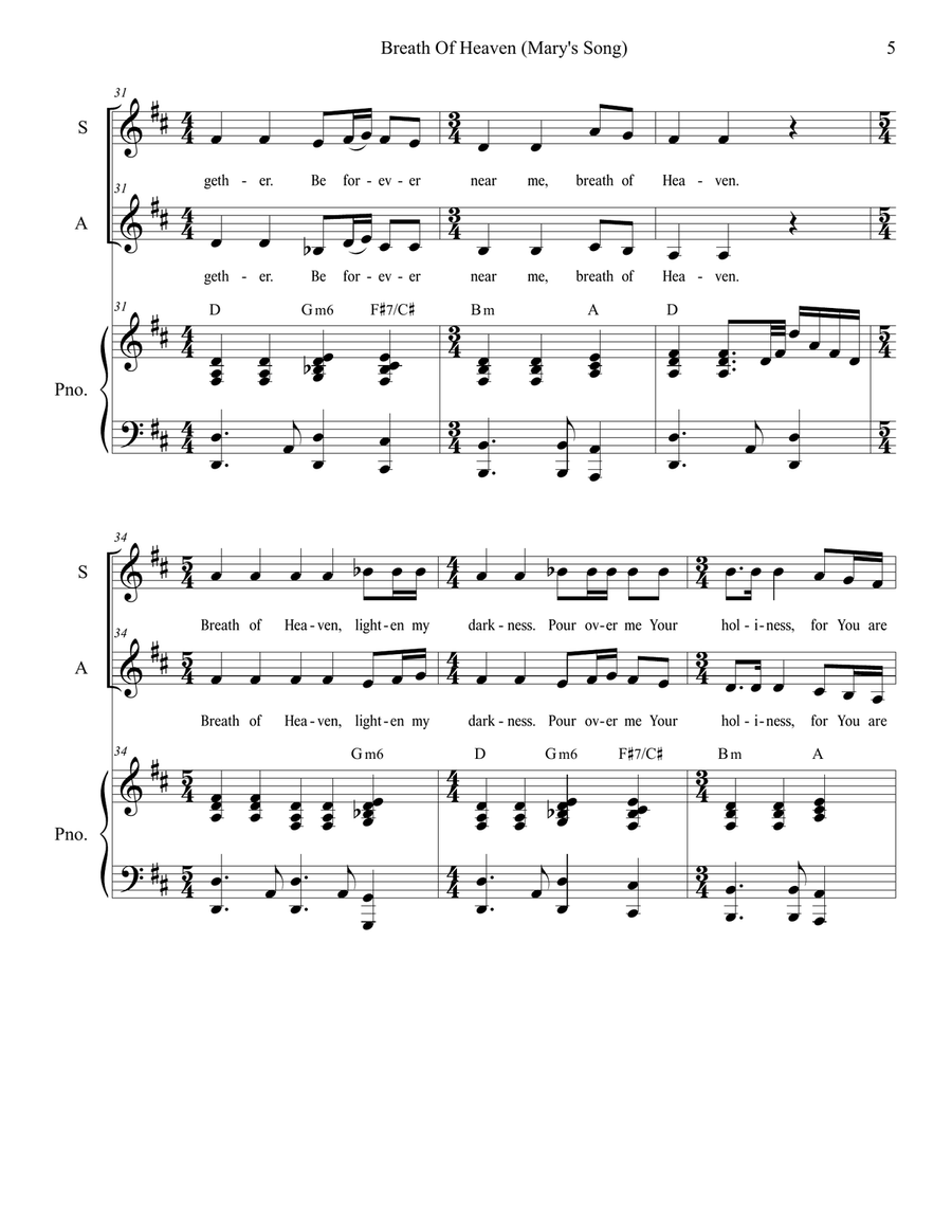 Breath Of Heaven (Mary's Song) Alto Voice scores gallery preview page 5
