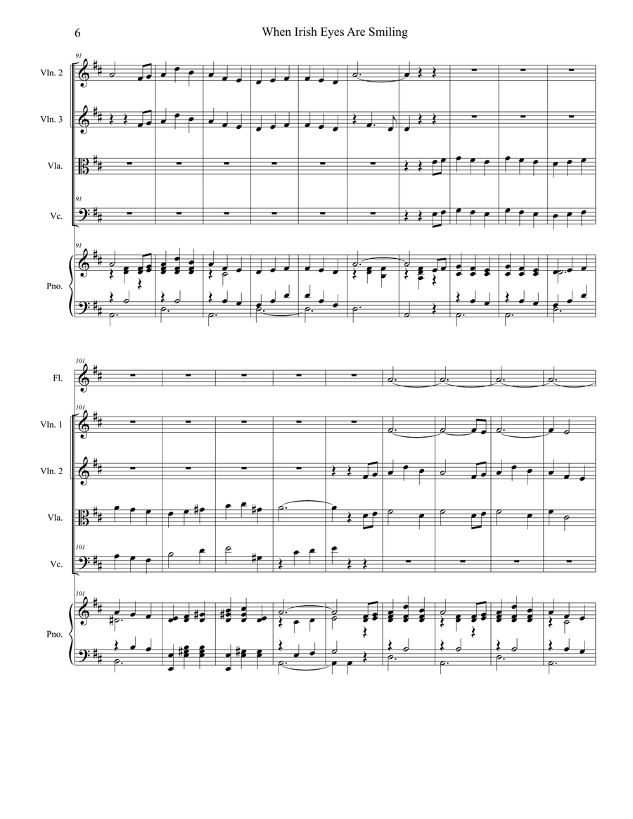When Irish Eyes Are Smiling (for String Quartet and Piano) String Quartet scores gallery preview page 6