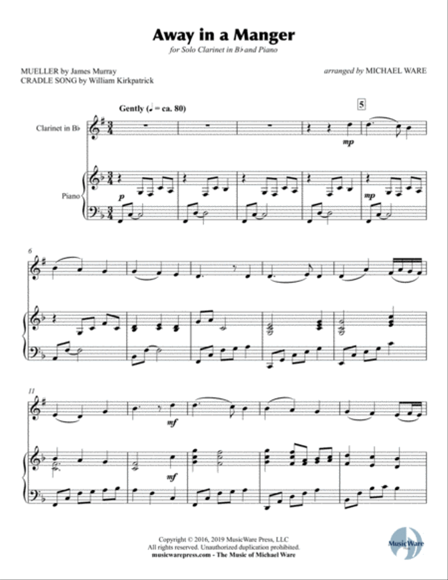 Away in a Manger (clarinet) Clarinet Solo scores gallery preview page 2