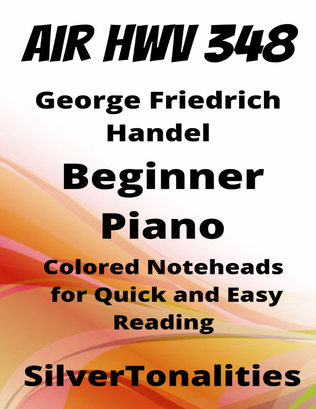 Air Number 2 Water Music HWV 348 Beginner Piano Sheet Music with Colored Notation