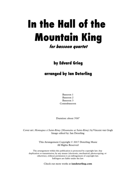 In the Hall of the Mountain King (for Bassoon Quartet) image number null