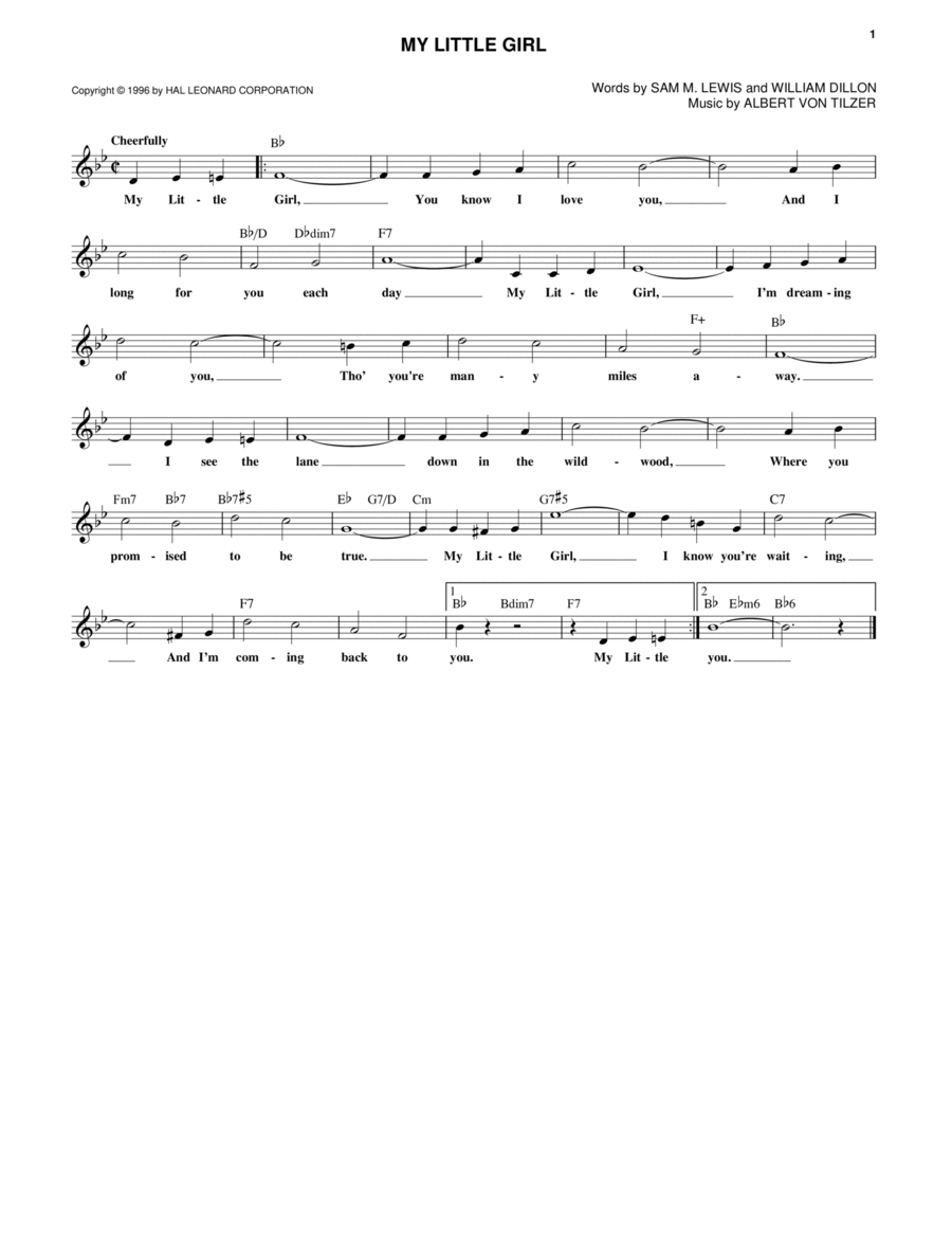 My Little Girl My Little Girl Piano scores gallery preview page 1