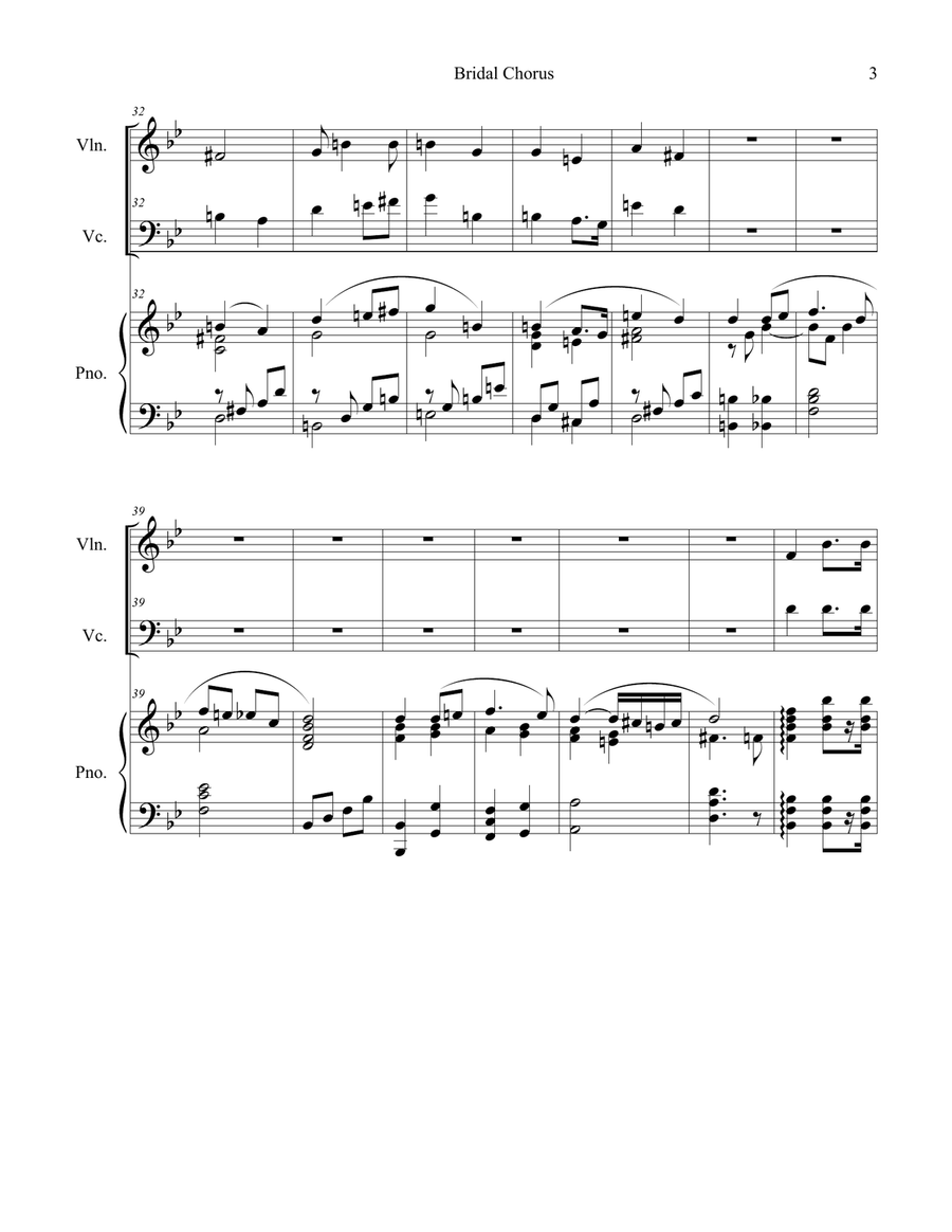 Bridal Chorus (Duet for Violin and Cello - Piano Accompaniment) Piano Trio scores gallery preview page 4