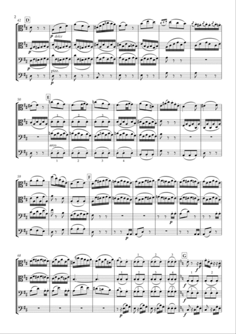 Adagio from String Symphony No.8 in D major, MWV N8 for 2 Violas & 2 Violoncellos String Duet scores gallery preview page 2