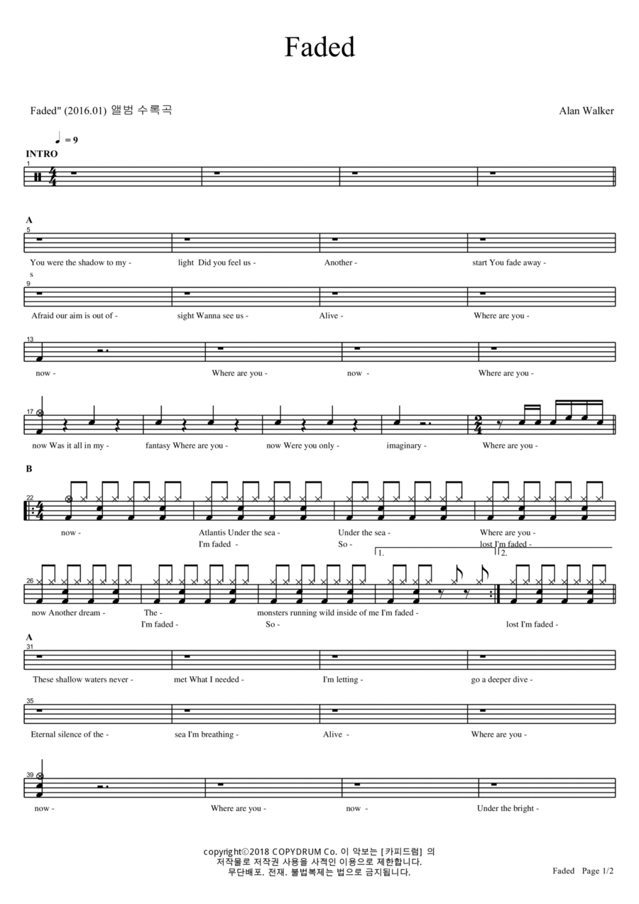 Faded Drum Set scores gallery preview page 1