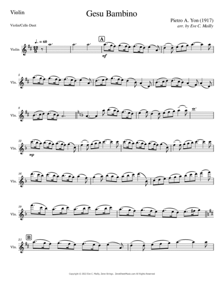Gesu Bambino - Duet for Violin & Cello image number null