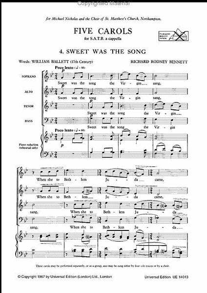 Sweet Was The Song, 5 Carols 4