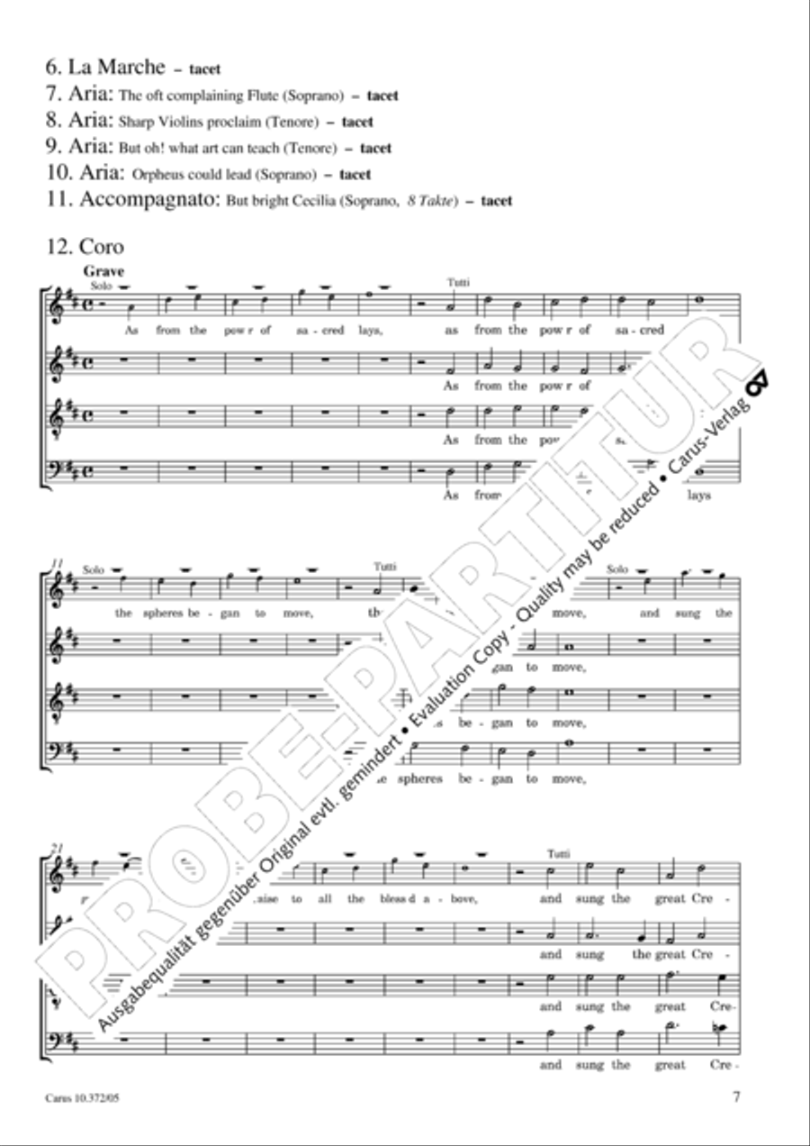 Ode for St. Cecilias Day 4-Part scores gallery preview page 8