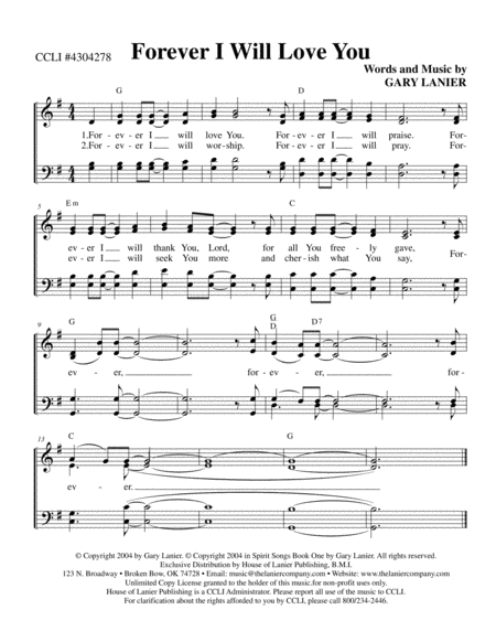 Forever I Will Love You (Worship Hymn Sheet) image number null