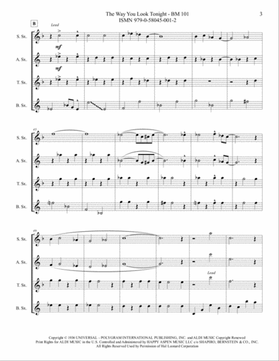 The Way You Look Tonight Woodwind Quartet scores gallery preview page 4