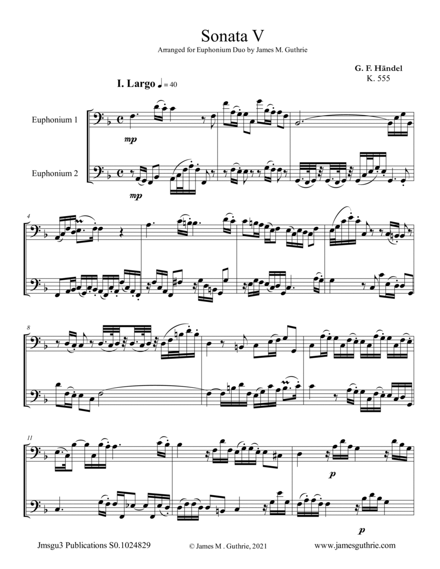 Handel: Sonata No. 5 for Euphonium Duo