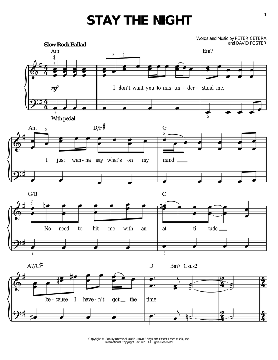 Stay The Night Stay The Night Easy Piano scores gallery preview page 1