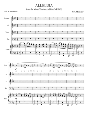 Mozart - Alleluja for SA(T)B+piano