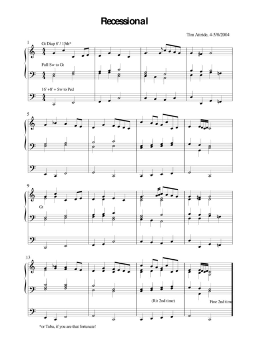 Recessional Organ Solo scores gallery preview page 1