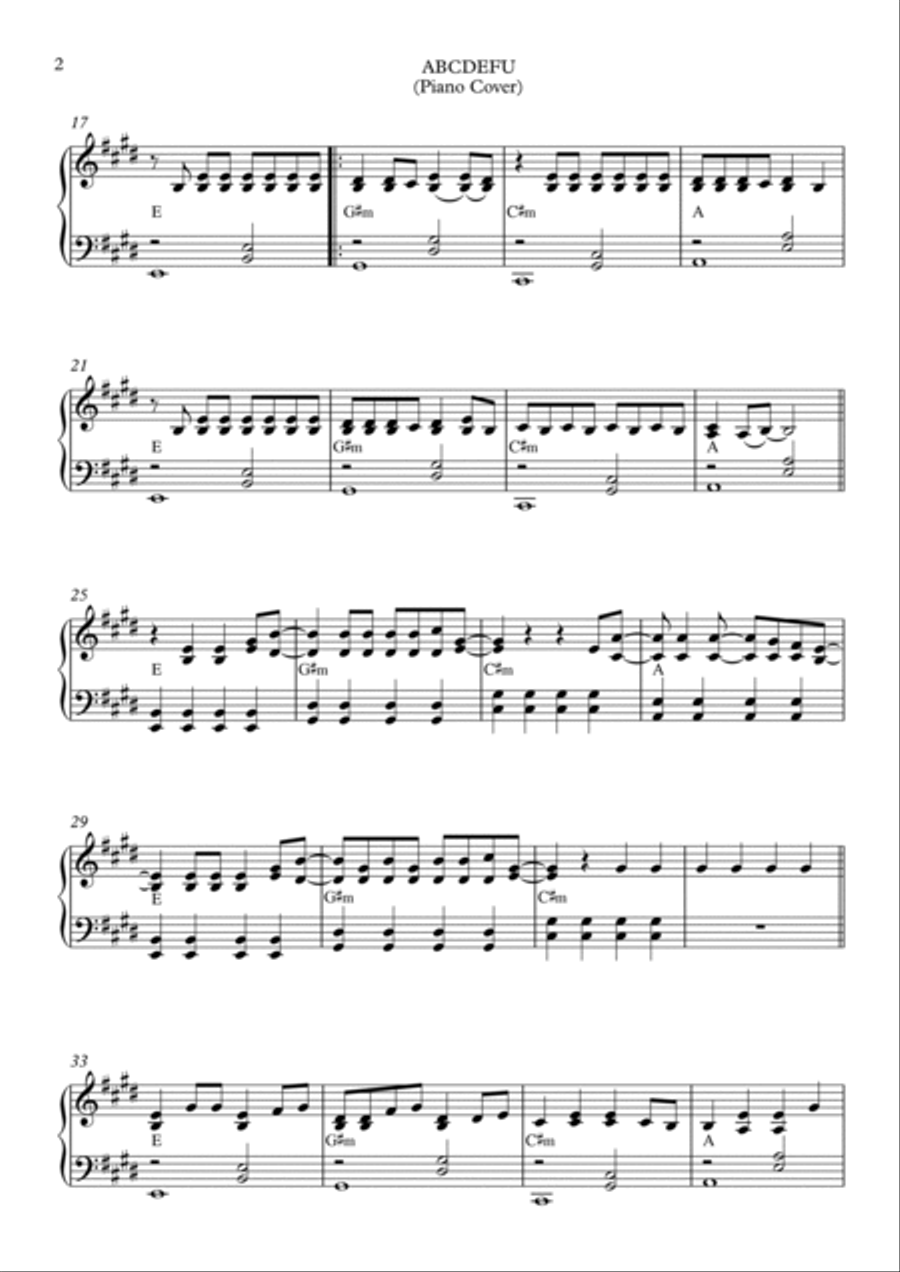 Abcdefu Abcdefu Easy Piano scores gallery preview page 2