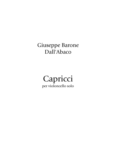 Dall'Abaco - Caprices for Cello Solo Urtext
