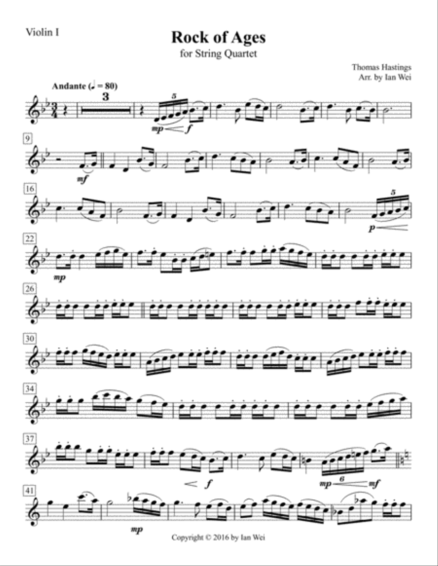 Rock of Ages for String Quartet String Quartet scores gallery preview page 1