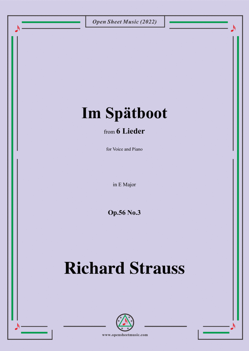Richard Strauss-Im Spätboot,in E Major image number null