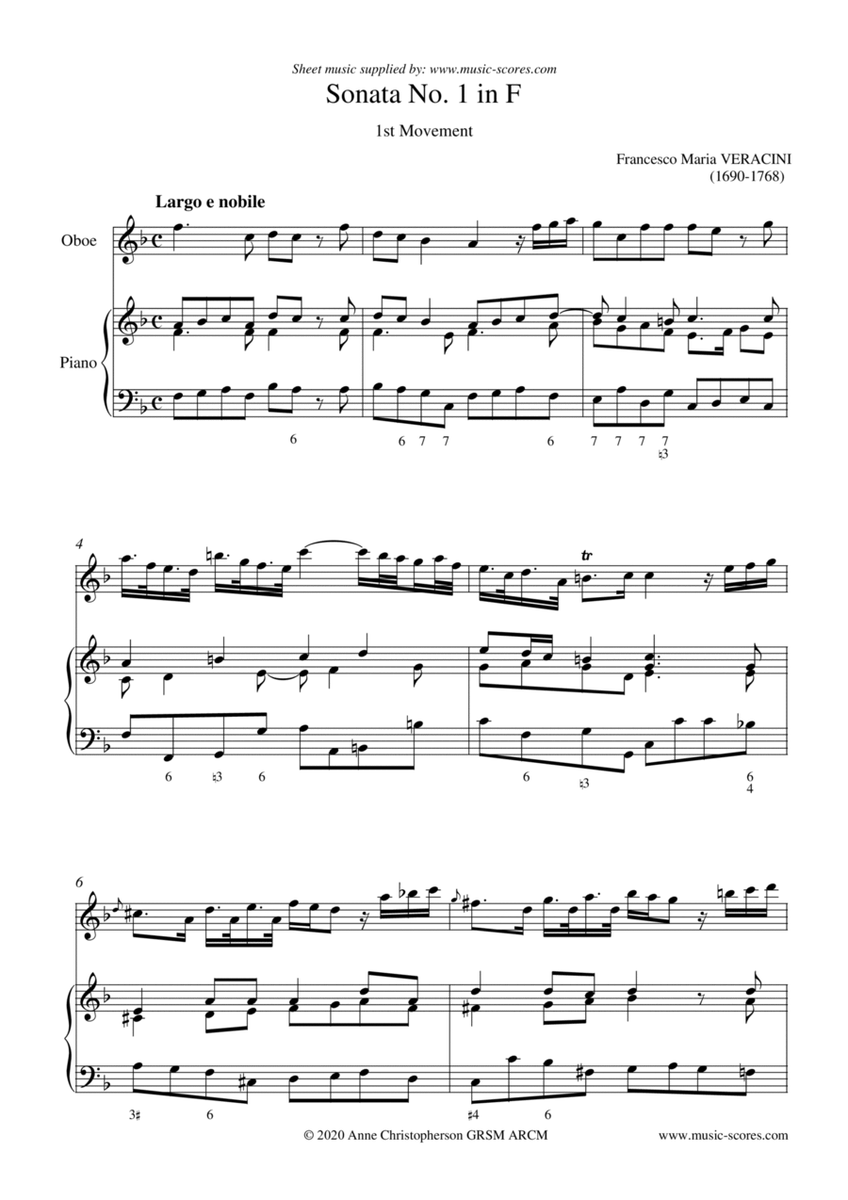 Veracini Largo - Oboe and Piano image number null