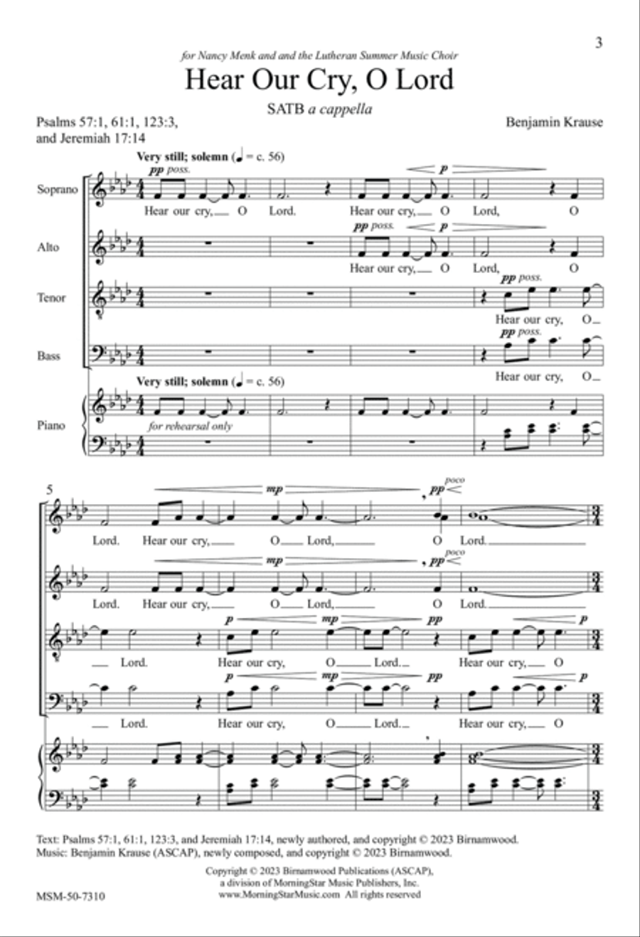 Hear Our Cry, O Lord 4-Part scores gallery preview page 3