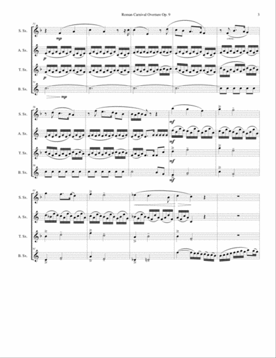 Berlioz - Roman Carnival Overture - Saxophone Quartet Saxophone Quartet scores gallery preview page 3