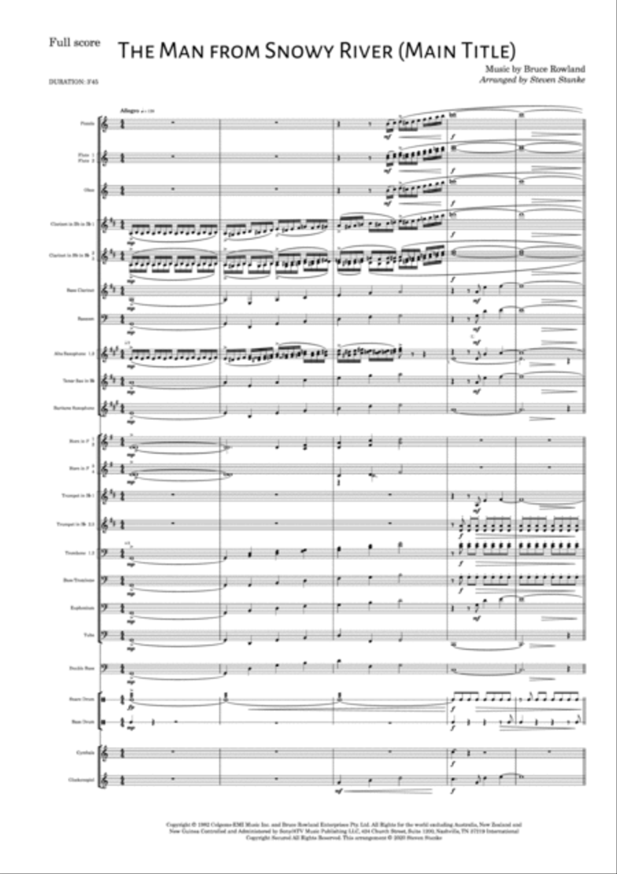 The Man From Snowy River (main Title Theme) - Score Only Concert Band scores gallery preview page 2