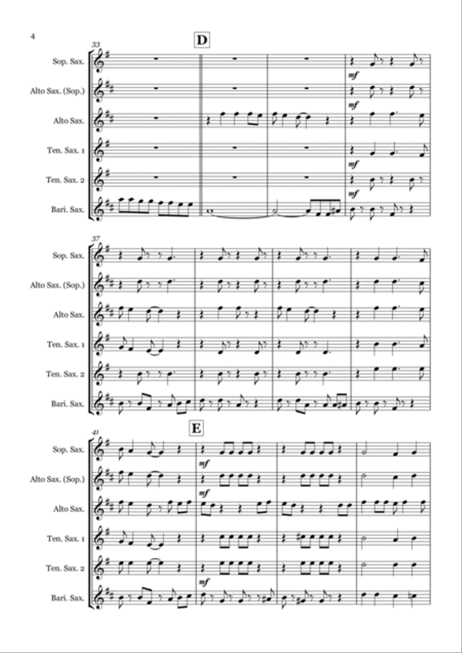Under The Moon Of Love Under The Moon Of Love Saxophone Quintet scores gallery preview page 4