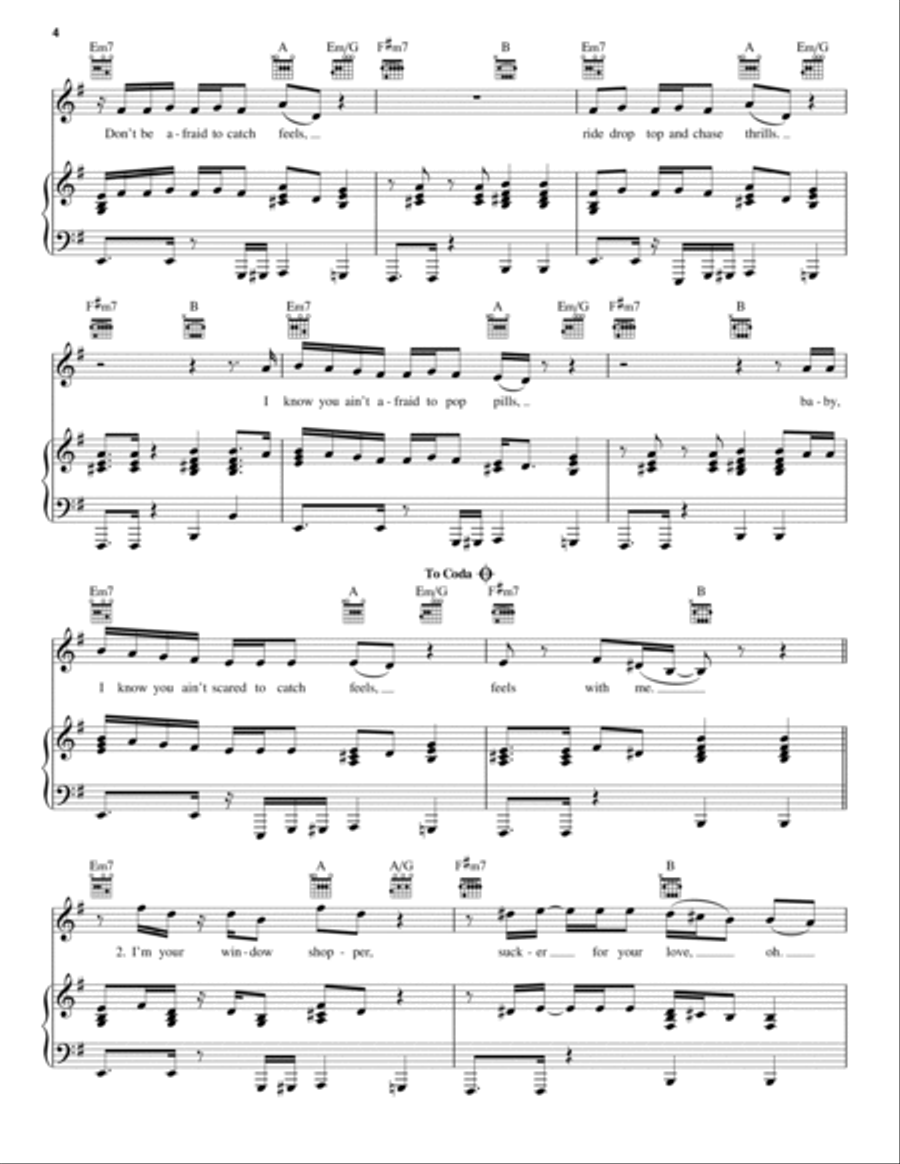 Feels (feat. Pharrell Williams, Katy Perry & Big Sean) Piano, Vocal, Guitar scores gallery preview page 4